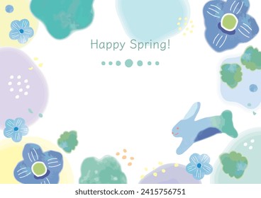 Marco de ilustración de nemófilos de primavera y conejo