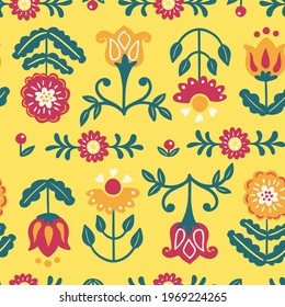 Spring Nordic Folk Seamless Pattern