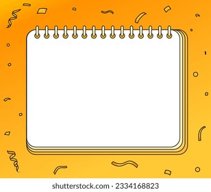 A spring note memo paper on a colored paper. confetti, notice board, planner, notebook, diary vector illustration.