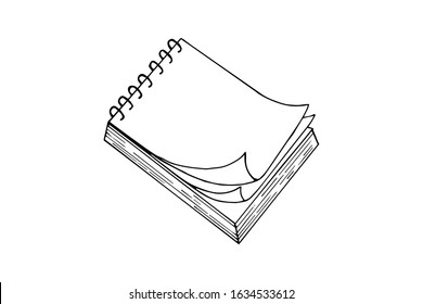 spring notebook with opening pages. eps10 vector stock illustration. out line