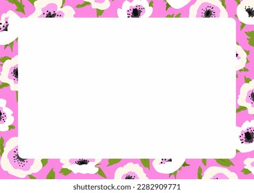 Spring Notes blank page empty space with anemone flower. To do planner template on pink background. Daily check list. Cute and trendy Vector floral illustration