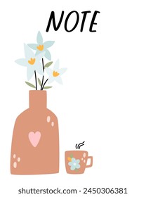 Spring notes list template. Organizer and Schedule with place for Notes. Good for Kids. Vector illustration design for planner.