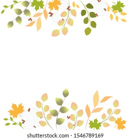 Spring, October, November Autumn Fall Leaves Border Vector Illustration Background