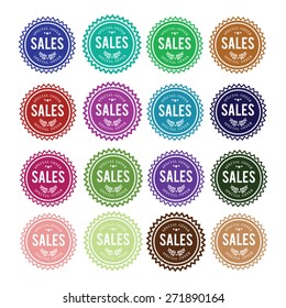 Spring offer stickers with watercolor background. Big sale. Vector Illustration.