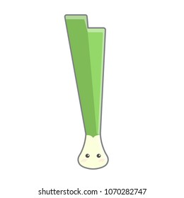 Spring onion cartoon object on white background, vector illustration