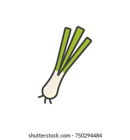 Spring Onion Flat Line Colored Icon.