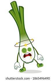caricatura de mascota de cebolla primaveral en vector