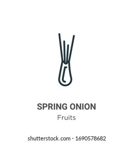 Spring onion outline vector icon. Thin line black spring onion icon, flat vector simple element illustration from editable fruits concept isolated stroke on white background