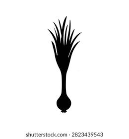 Spring onion silhouette icon vector flat design.