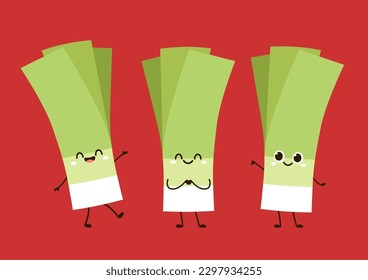 Spring onions character. Spring onions vector. Spring onions on white background.