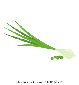 Spring onions or scallions isolated on white background. Chopped fresh green onions. Healthy organic food concept. Vector vegetables illustration in flat style.