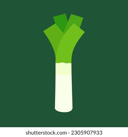 Spring onions. Spring onions vector. Spring onions on green background.