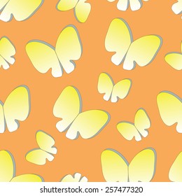 spring orange background with butterflies