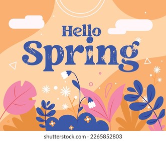 Spring orange floral template. Suitable for social media posts, mobile apps, cards, invitations, banner design and web, ads. Vector illustration