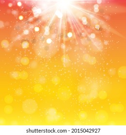 spring orange and red background with sparkles and rays