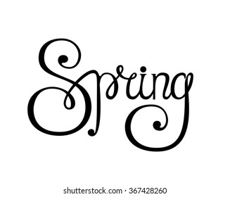 "Spring" Ornamental Lettering. Typography Hand Written Unique Design. Vector Illustration.