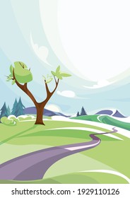 Spring outdoor scene. Nature landscape in vertical orientation.