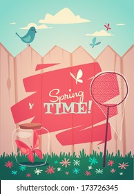 Spring is outdoor. Vector illustration.