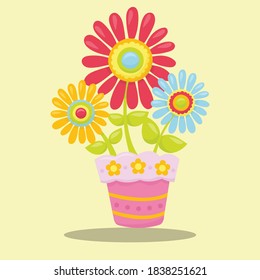 spring owls flower design vector illustration