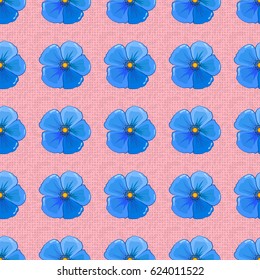 Spring paper with abstract cute cosmos flowers on a pink background. Floral seamless pattern. Vector illustration.