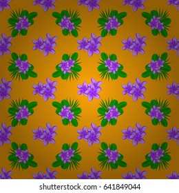Spring paper with abstract cute plumeria flowers on a yellow background. Floral seamless pattern. Vector illustration.