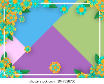 Spring with paper flowers on background