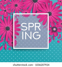 spring paper flowers with realistic shadow to banner or promotions. Background with anemones can be used for a magazine, web, advertising.

