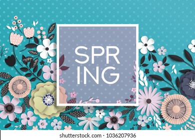 spring paper flowers with realistic shadow to banner or promotions. Background with anemones can be used for a magazine, web, advertising.


