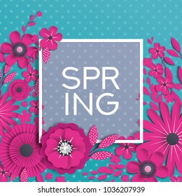 spring paper flowers with realistic shadow to banner or promotions. Background with anemones can be used for a magazine, web, advertising.

