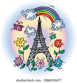 Spring Paris Card with Eiffel tower