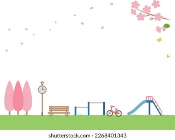 Spring park illustration background material
