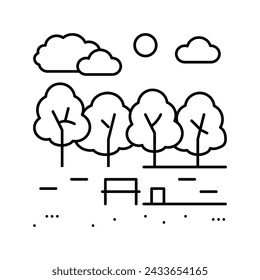 Spring Park Line Icon Vektor. Spring Park Zeichen. Isolierte Kontur Symbol schwarze Illustration