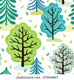 Spring park seamless pattern