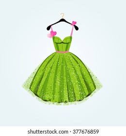 Spring party dress. Vector illustration