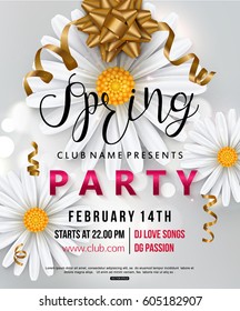 Spring party flyer chamomile flower 