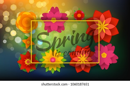 Spring party poster vector concept. Abstract blured colorful vector backdrop