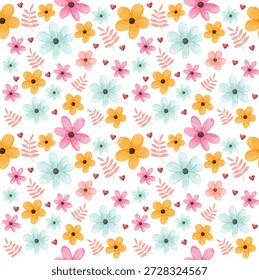 Patrón floral pastel de primavera sin fisuras con flores Pequeñas 