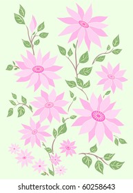 Spring pastel flowers. Vector illustration.