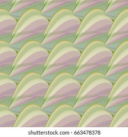 Spring pastel seamless pattern with overlapped geometrical oval shapes. Soft pink and green colors, halftones. Watercolor effect.