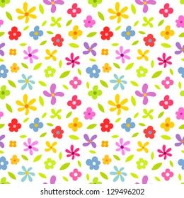 Spring pattern with colorful flowers. Vector illustration
