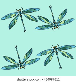 Spring pattern with dragonfly