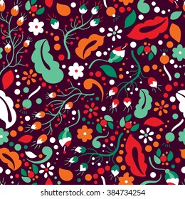 Spring pattern. Flower garden. Floral seamless pattern. Seamless botanic texture. Detailed flowers illustrations. Beautiful floral pattern. Bright buds, leaves, flowers. Seamless vintage pattern.
