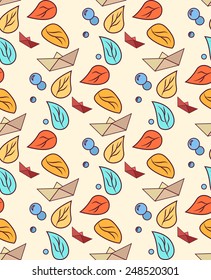 Spring pattern with leaves and ships