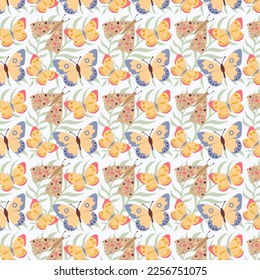 Spring Pattern With Moth And Butterflies. Ornament For Package Vector Illustration In Flat Style
