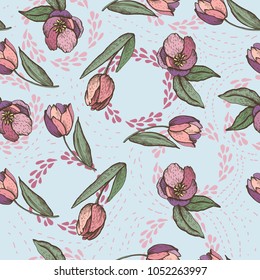 Spring pattern with tulips