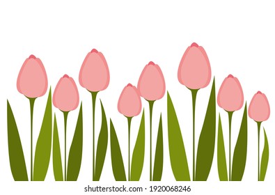Spring pattern with tulips, in flat vector style.