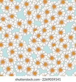 Spring pattern. Vector background for decoration.Chamomile flowers.