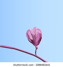 Spring peach bud. Vector illustration 