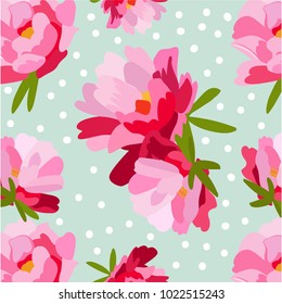 Spring. Peonies. Flowers. Seamless background. Vector.