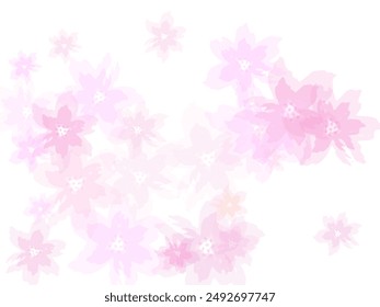 Spring petals pink flowers. Flower blossom parts romantic vector. Falling cherry bloom flower parts.